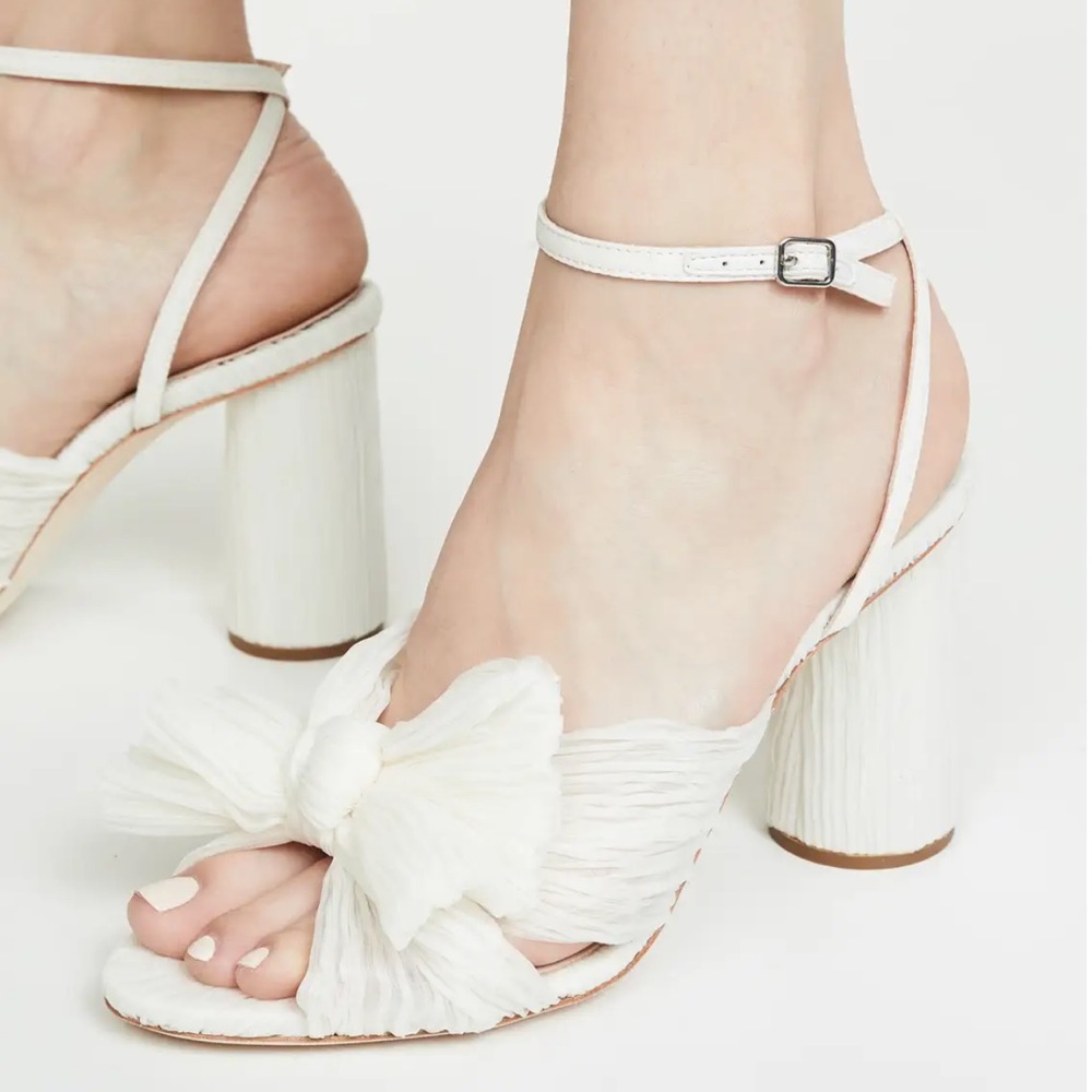 Loeffler Randall Camellia Pearl Pleated Bow Heel NWT